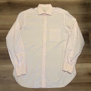 Brioni Dress Shirt 16.5 42 US L-XL Mens Light Pink 100% Cotton Italy Luxury